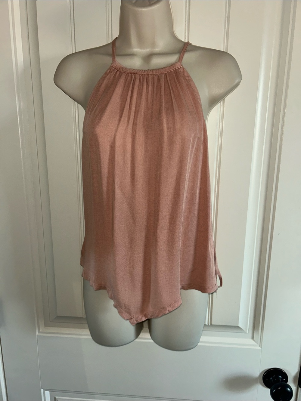 NEW Hello Nite Women's Halter Tank Top in Dusty Rose Side Tie Sz S